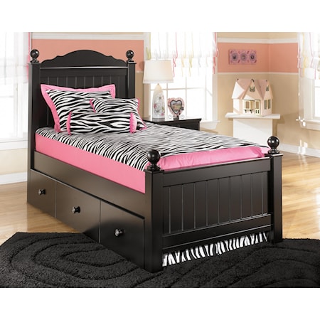 Twin Poster Bed with Trundle Panel
