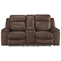 Contemporary Double Reclining Loveseat with Console