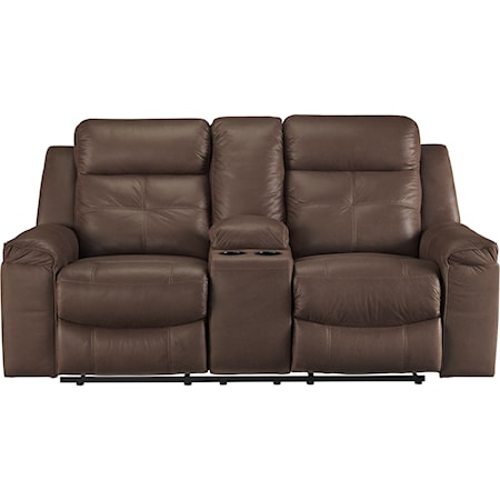 Contemporary Double Reclining Loveseat with Console