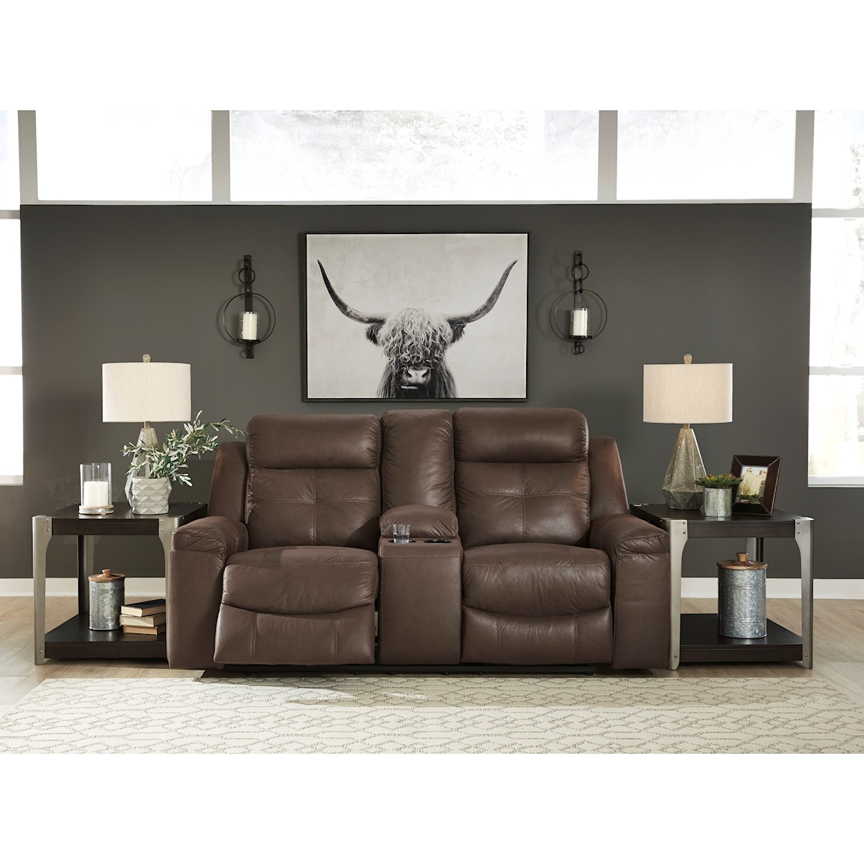 Ashley Signature Design Jesolo Double Reclining Loveseat with Console