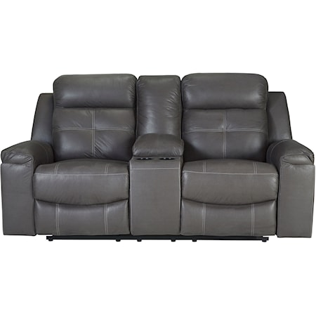 Contemporary Double Reclining Loveseat with Console