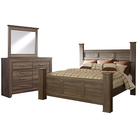 King Poster Bed, Dresser and Mirror