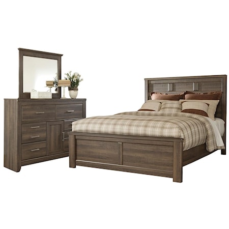 Queen Panel Bed, Dresser and Mirror