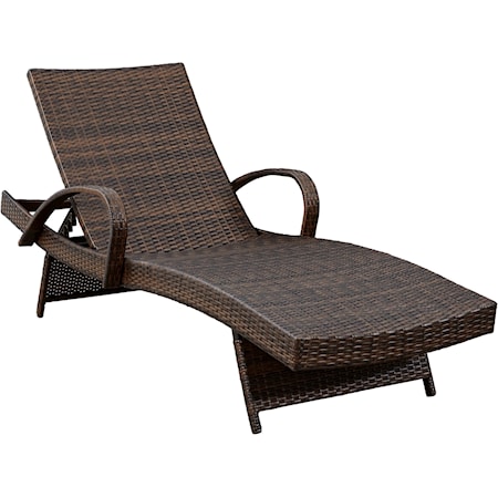 Adjustable Resin Wicker Chaise Lounge with Arms