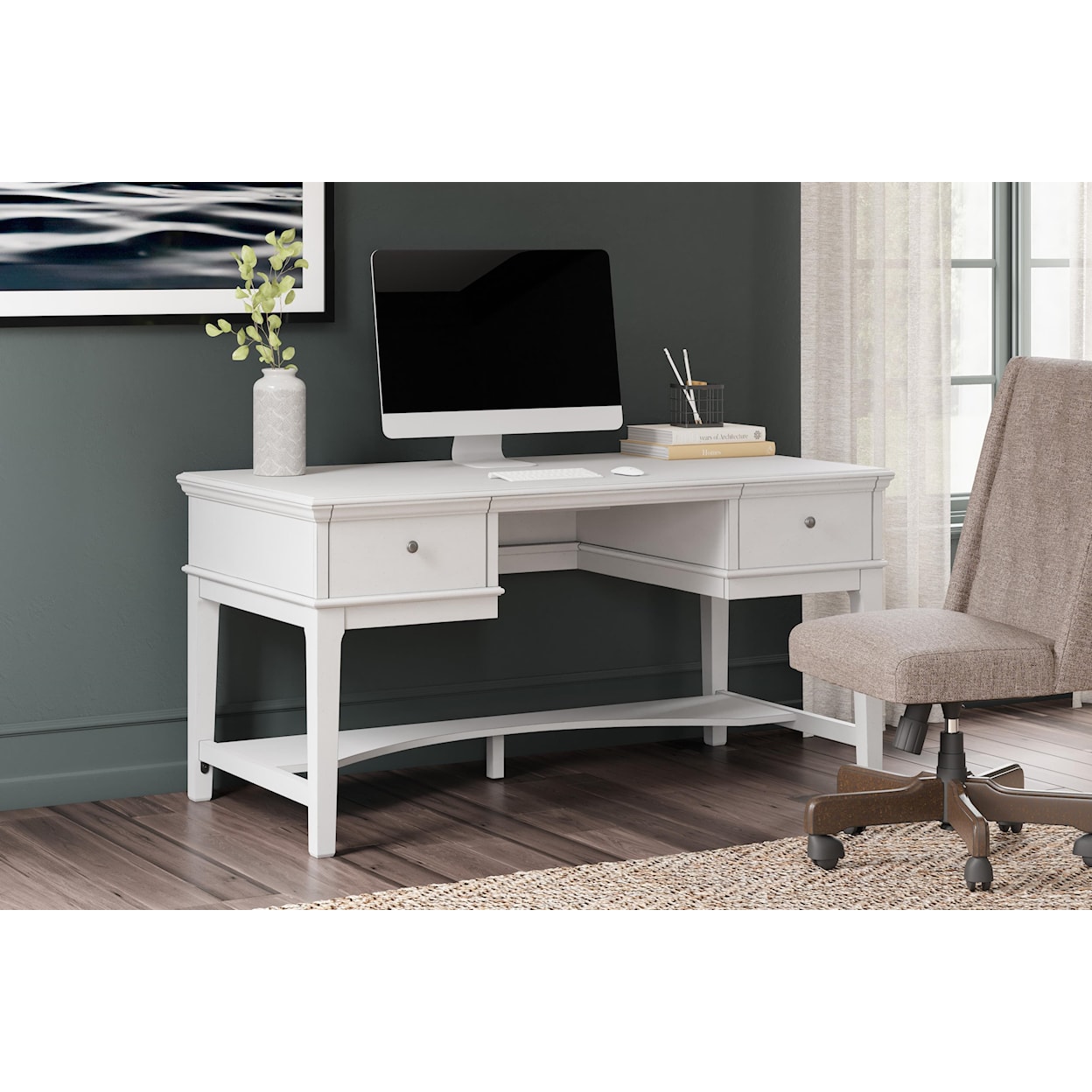 Signature Design by Ashley Kanwyn Home Office Storage Leg Desk