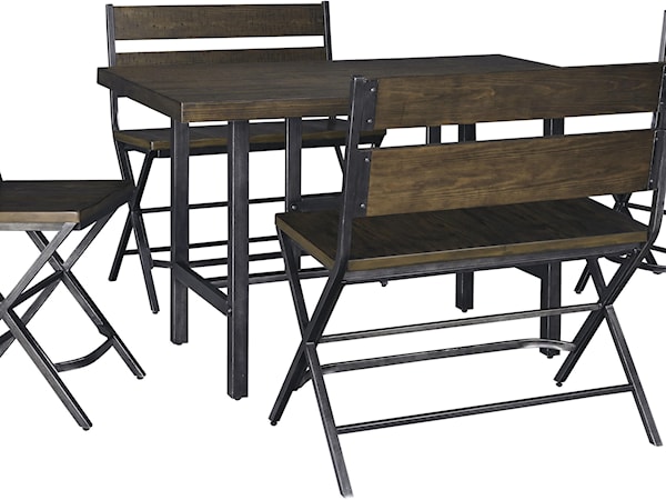 5-Piece Counter Table & Double Bar Stool Set