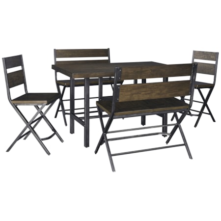 5-Piece Counter Table & Double Bar Stool Set