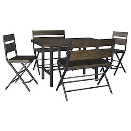 5-Piece Counter Table &amp; Double Bar Stool Set