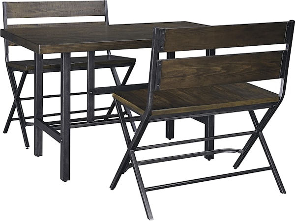 3-Piece Counter Table & Double Bar Stool Set