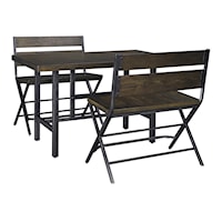 3-Piece Rectangular Dining Room Counter Table w/ Pine Veneers and Double Bar Stool w/ Shaped Foot Rest Set