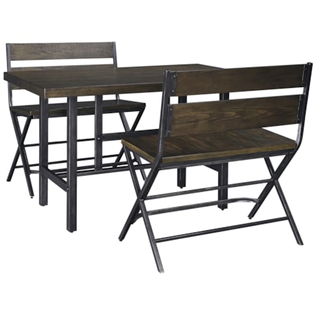 3-Piece Counter Table & Double Bar Stool Set