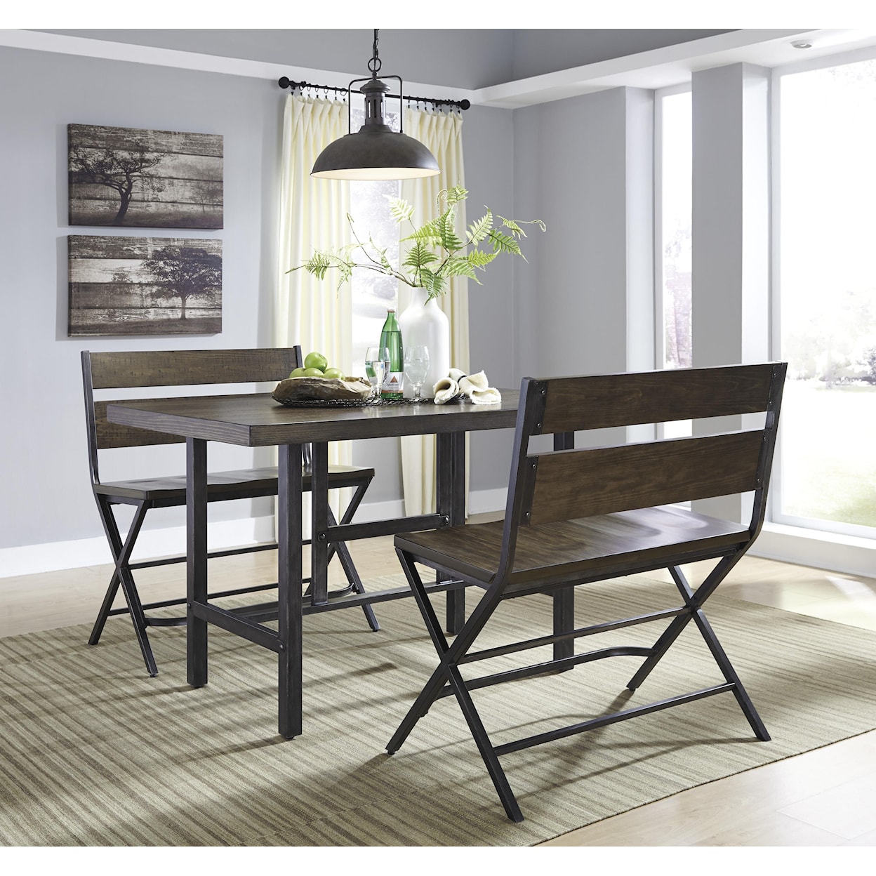 Signature Design by Ashley Furniture Kavara 3-Piece Counter Table & Double Bar Stool Set