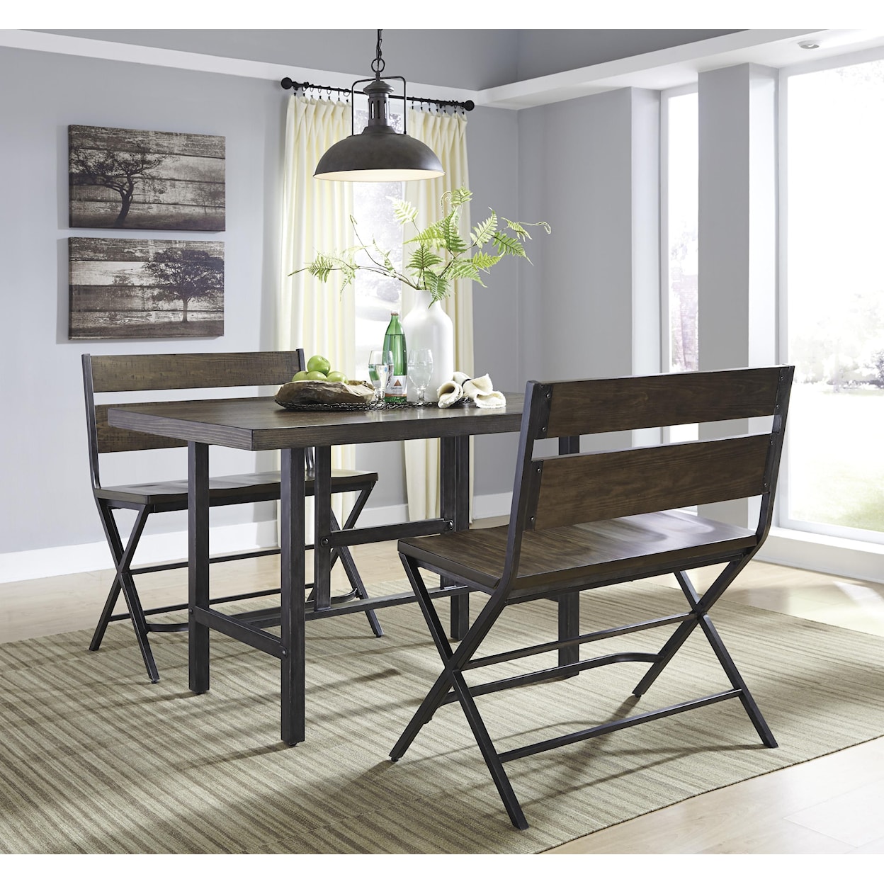 Signature Design by Ashley Kavara 3-Piece Counter Table & Double Bar Stool Set