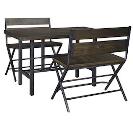 3-Piece Counter Table &amp; Double Bar Stool Set