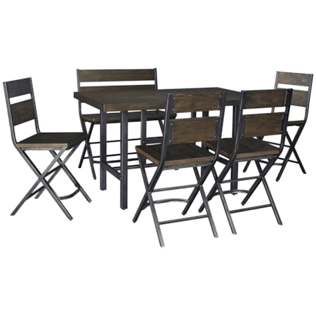 6-Piece Counter Table & Double Bar Stool Set