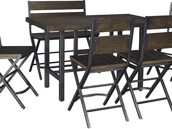 6-Piece Counter Table & Double Bar Stool Set