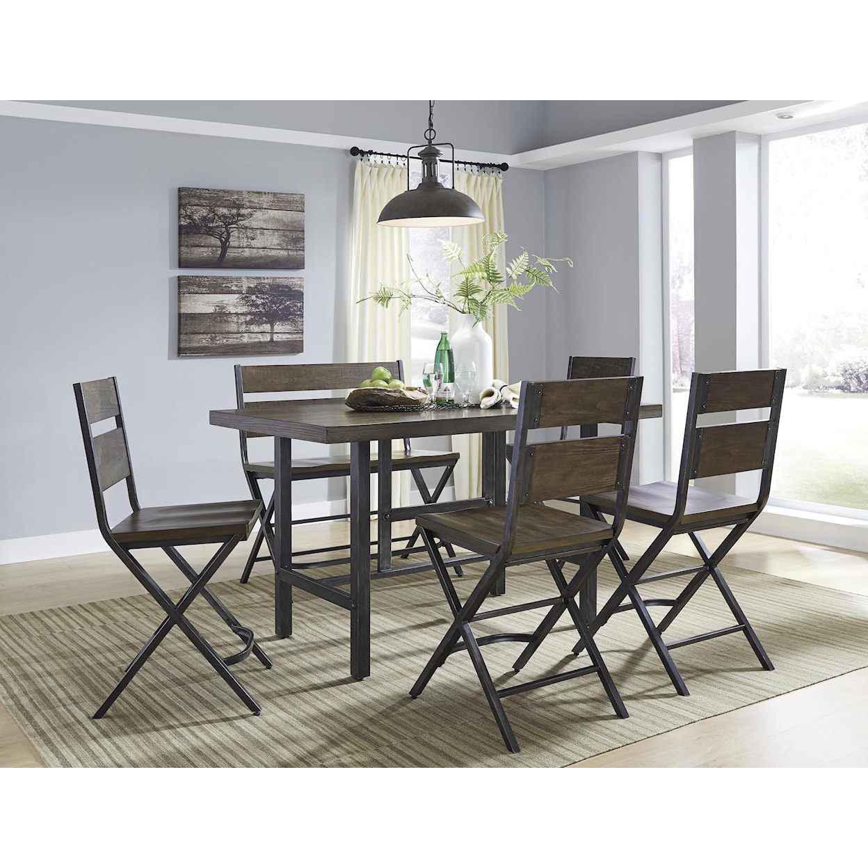 Signature Design by Ashley Kavara 6-Piece Counter Table & Double Bar Stool Set