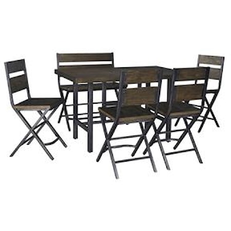 6-Piece Counter Table &amp; Double Bar Stool Set