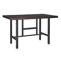 Rectangular Dining Room Counter Table w/ Pine Veneers and Metal Base 