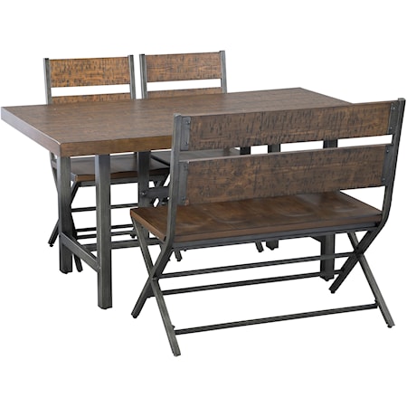 4-Piece Rectangular Table Set with Bench