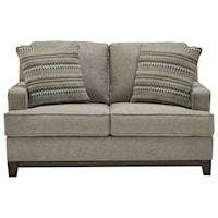 Contemporary Loveseat with Exposed Rail Base