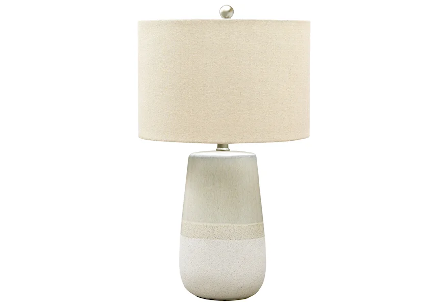 Lamps - Casual Shavon Beige/White Ceramic Table Lamp by Signature Design by Ashley at Z & R Furniture