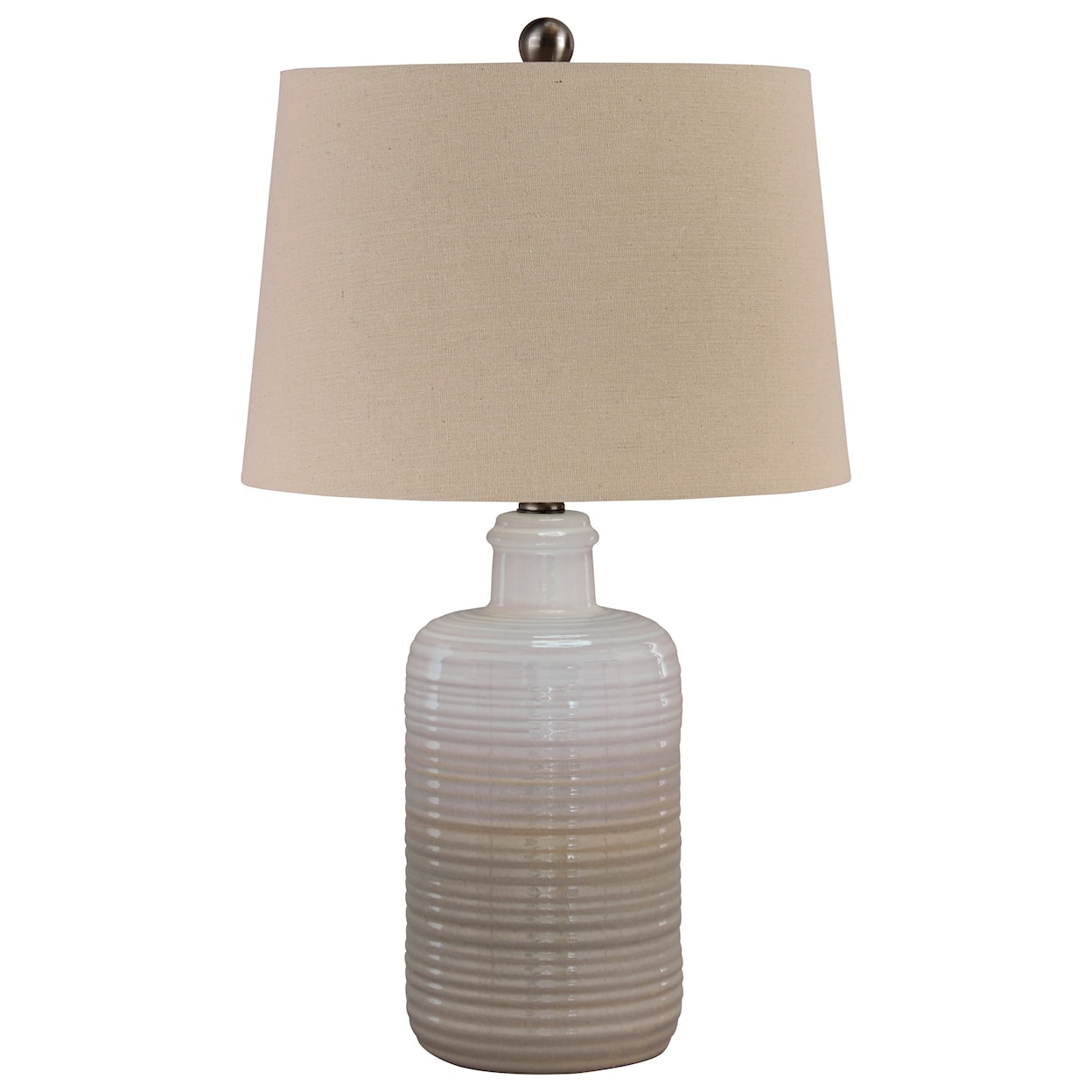 Ashley Lamps - Casual Set of 2 Marnina Taupe Ceramic Table Lamps