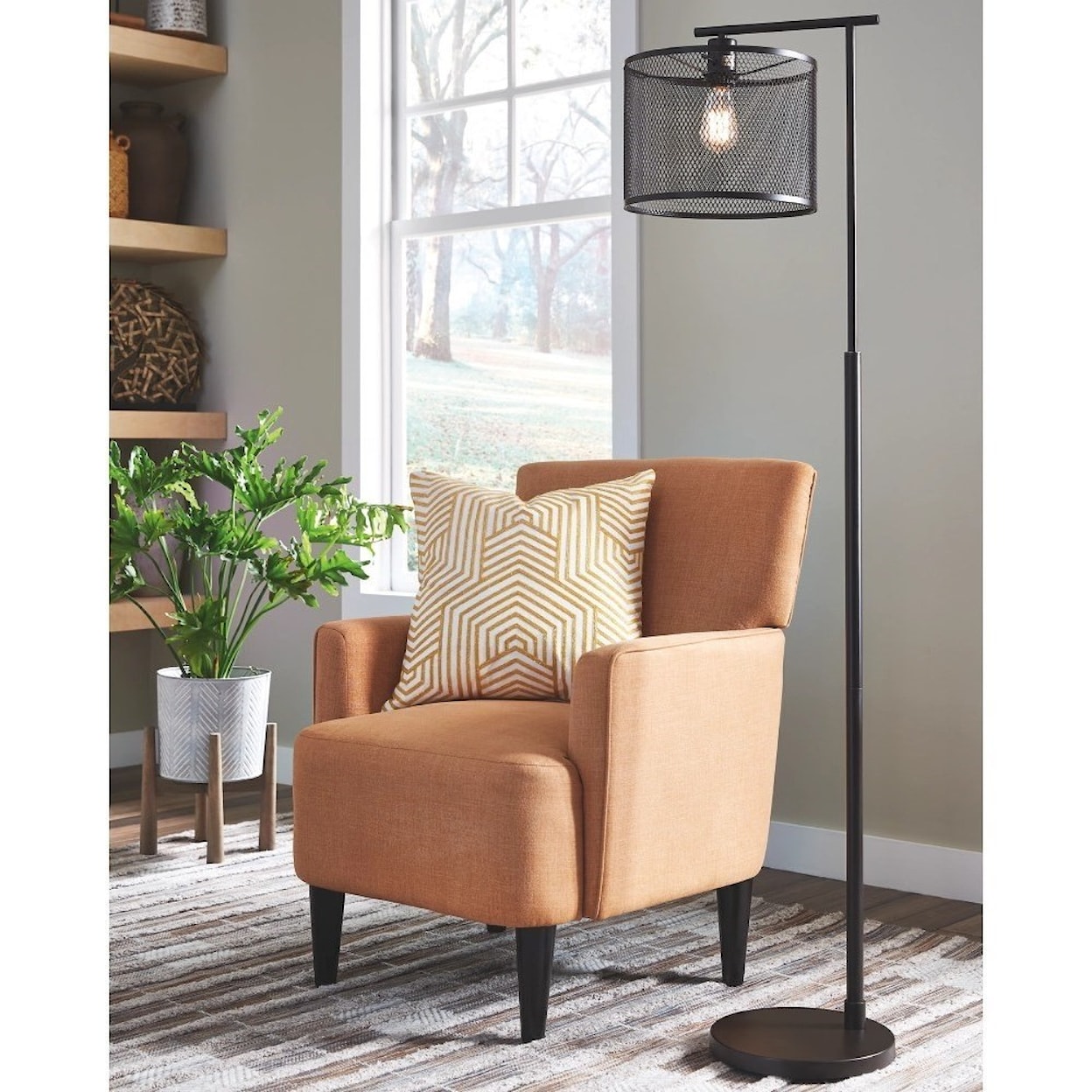 Signature Design Lamps - Casual Nolden Bronze Finish Metal Floor Lamp