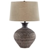 Ashley Furniture Signature Design Lamps - Casual Magan Antique Bronze Finish Metal Table Lamp