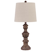 Set of 2 Magaly Brown Faux Wood Table Lamps