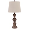 Ashley Lamps - Casual Set of 2 Magaly Brown Faux Wood Table Lamps