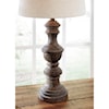 Signature Design by Ashley Lamps - Casual Set of 2 Magaly Brown Faux Wood Table Lamps