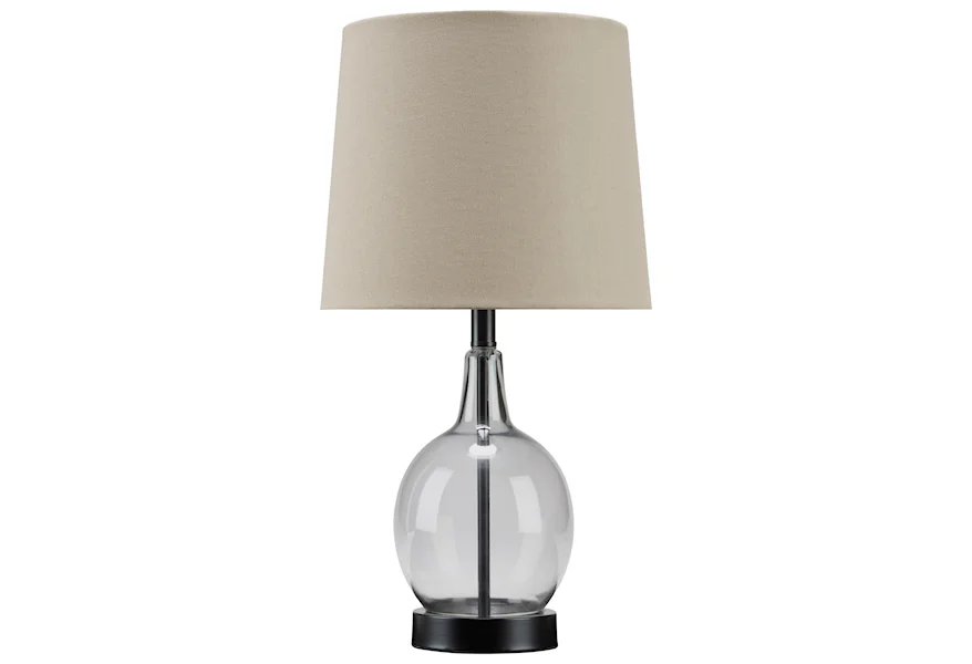 Lamps - Casual Arlomore Gray Glass Table Lamp by Signature Design by Ashley at Royal Furniture