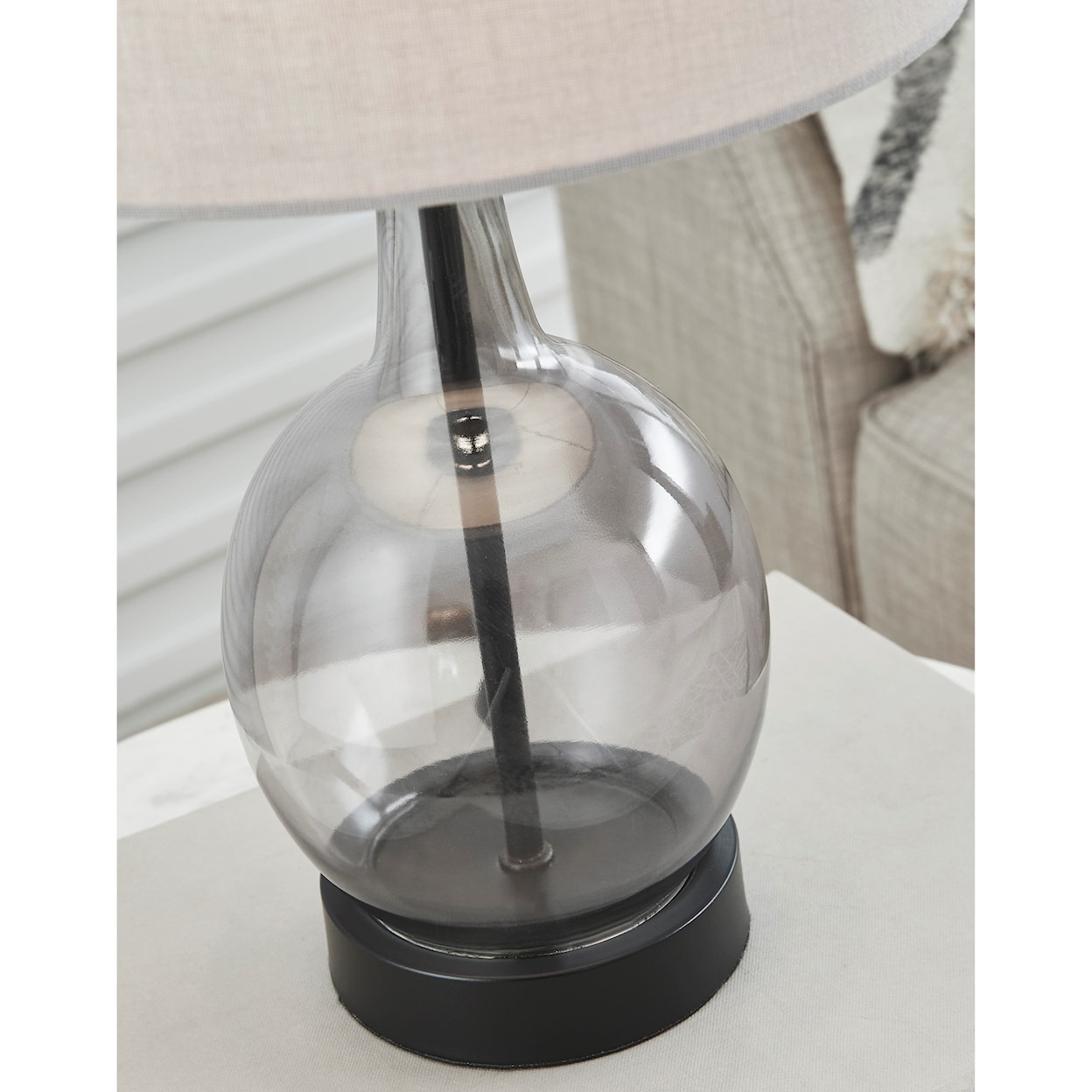 Ashley Furniture Signature Design Lamps - Casual Arlomore Gray Glass Table Lamp
