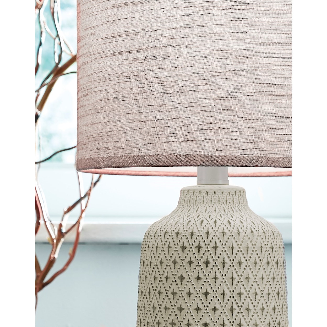 Signature Design by Ashley Lamps - Contemporary Donnford Brown Ceramic Table Lamp