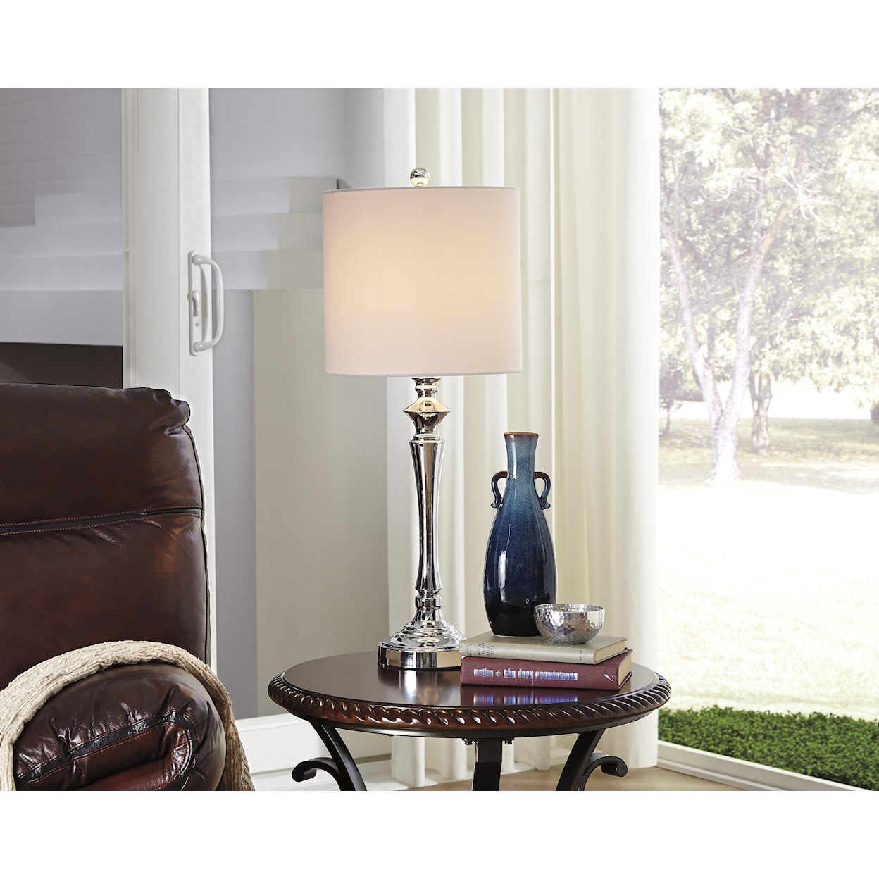 Signature Design by Ashley Lamps - Contemporary Set of 2 Taji Metal Table Lamps
