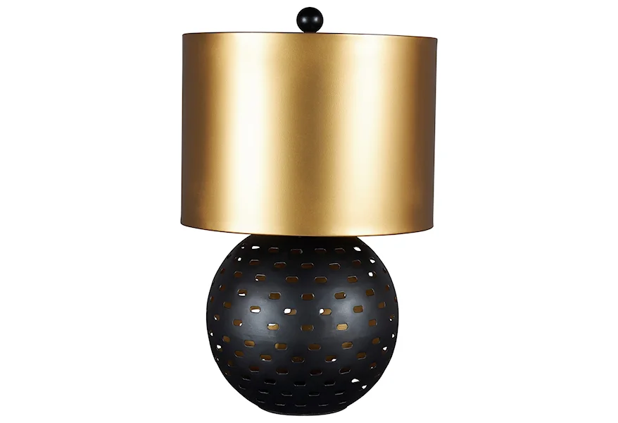 Lamps - Contemporary Mareike Black/Gold Finish Metal Table Lamp by Ashley at Morris Home