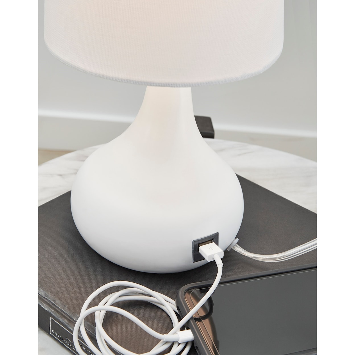 Signature Design by Ashley Lamps - Contemporary Camdale White Metal Table Lamp
