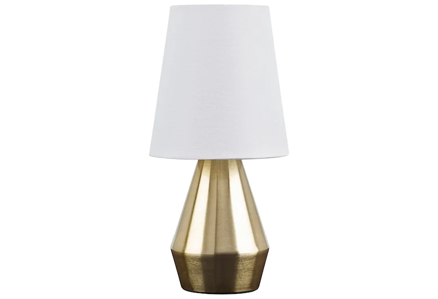 Lamps - Contemporary Lanry Brass Finish Metal Table Lamp by Signature Design by Ashley at Royal Furniture