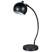 Marinel Black Metal Desk Lamp with USB and Wireless Charging