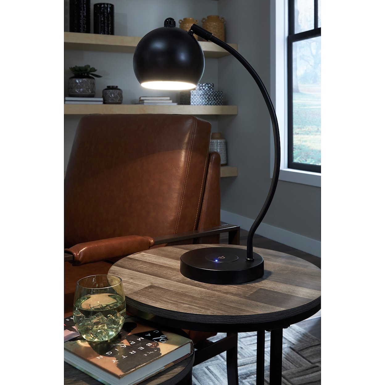 Benchcraft Lamps - Contemporary Marinel Black Metal Desk Lamp