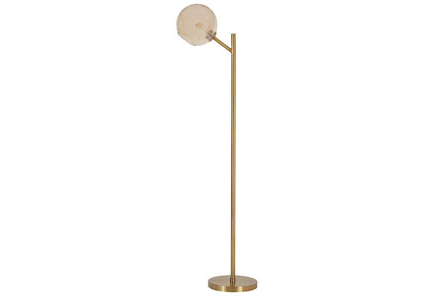 Lamps - Contemporary Abanson Gold Finish Metal Floor Lamp by Signature Design by Ashley at Sam Levitz Furniture