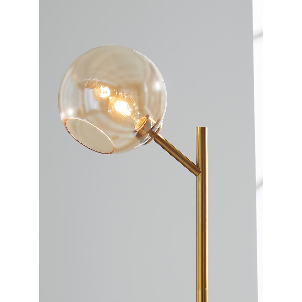 Ashley Signature Design Lamps - Contemporary Abanson Gold Finish Metal Floor Lamp