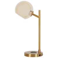 Abanson Gold Finish Metal Desk Lamp with USB Charging