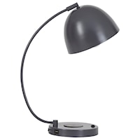 Austbeck Gray Metal Desk Lamp with USB and Wireless Charging