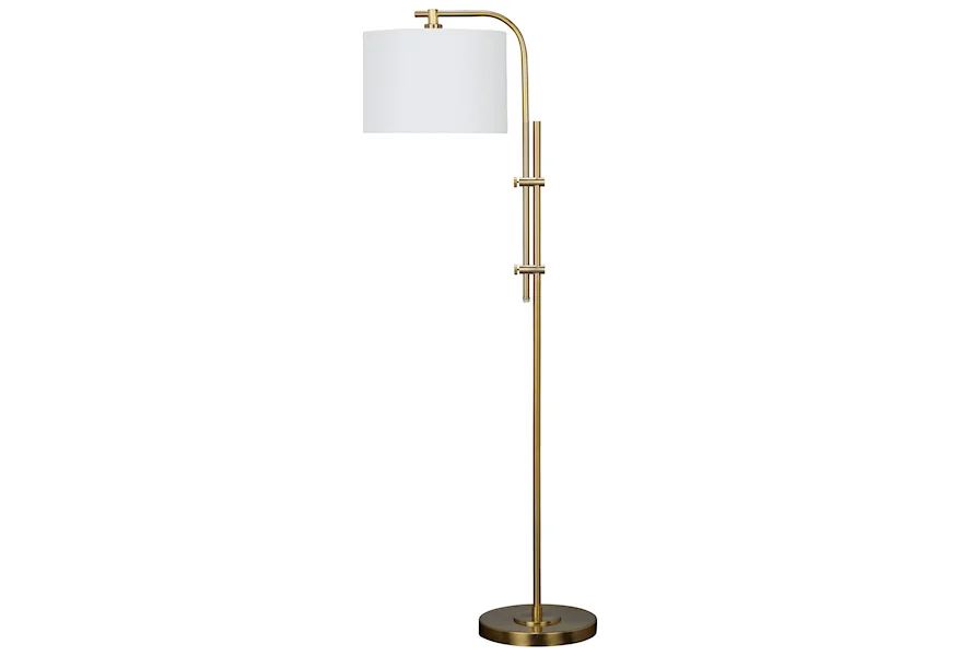 Lamps - Contemporary Baronvale Brass Finish Metal Floor Lamp by Signature Design by Ashley at Royal Furniture