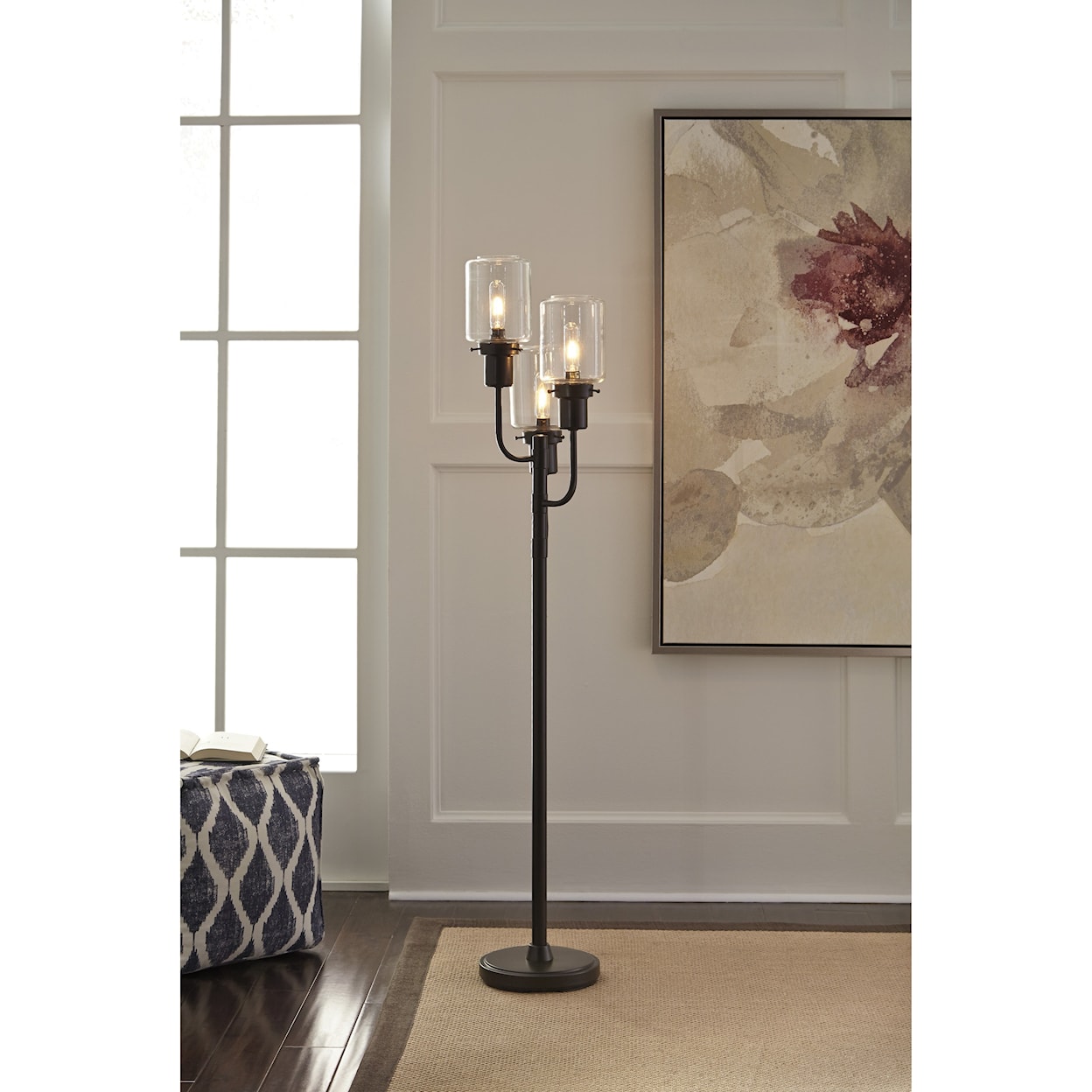 Ashley Lamps - Contemporary Jaak Bronze Finish Metal Floor Lamp