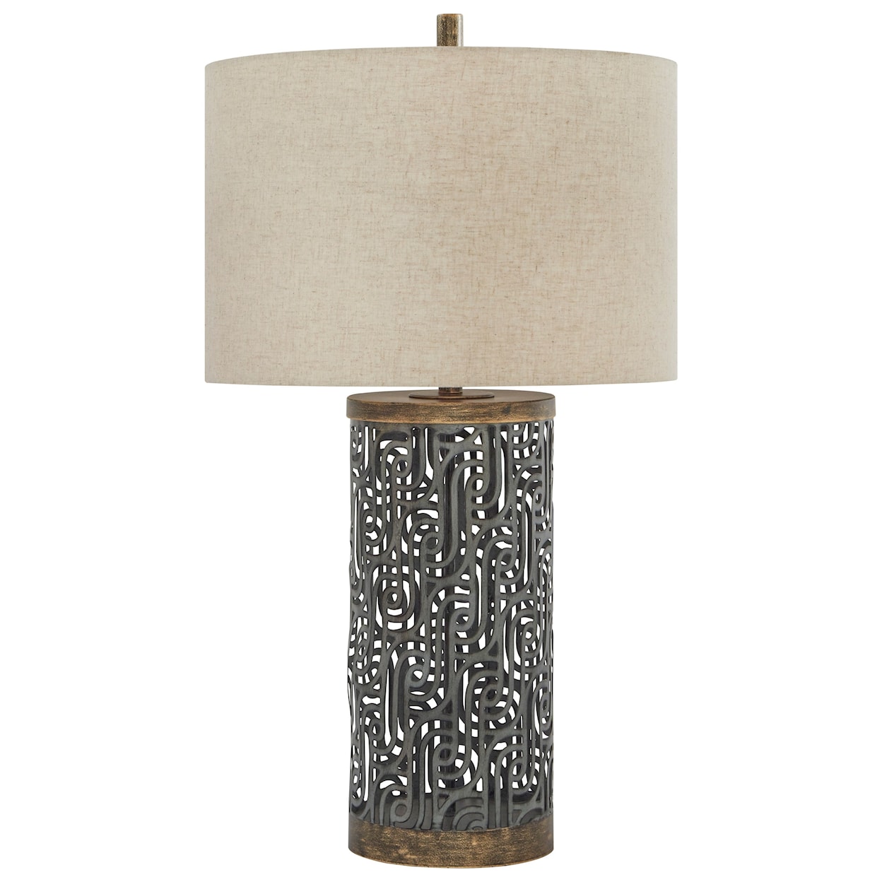 Ashley Furniture Signature Design Lamps - Contemporary Dayo Gray/Gold Metal Table Lamp