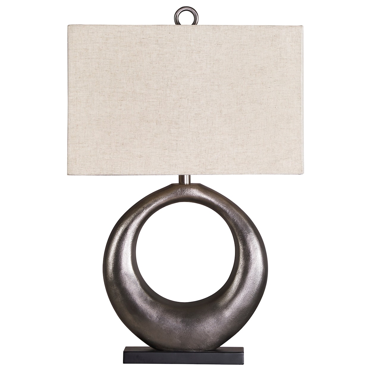 Ashley Signature Design Lamps - Contemporary Saria Antique Silver Finish Metal Table Lamp