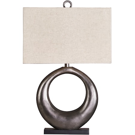 Saria Antique Silver Finish Metal Table Lamp